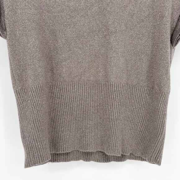 Express Mocha Brown Shimmer Ruffle Sleeve V-neck Top Size XS - Picture 4 of 6